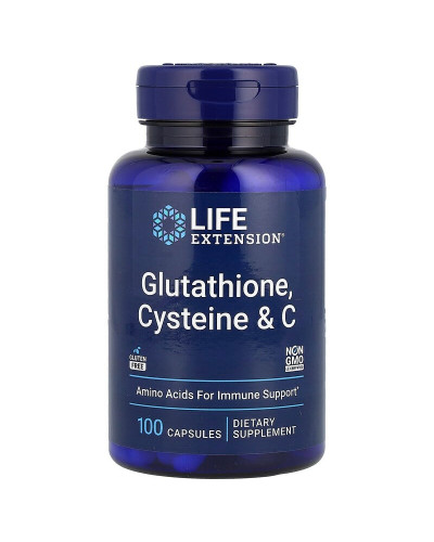 Глутатион, цистеин и витамин C, Glutathione, Cysteine & C, Life Extension, 100 капсул