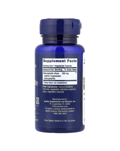 Хлорофілін, 100 мг, Chlorophyllin, Life Extension, 100 вегетаріанських капсул