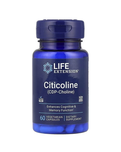 Цитиколин, 500 мг порции, Citicoline (CDP Choline), Life Extension, 60 вегетарианских капсул.