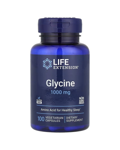 Гліцин, 1000 мг, Glycine, Life Extension, 100 вегетаріанських капсул