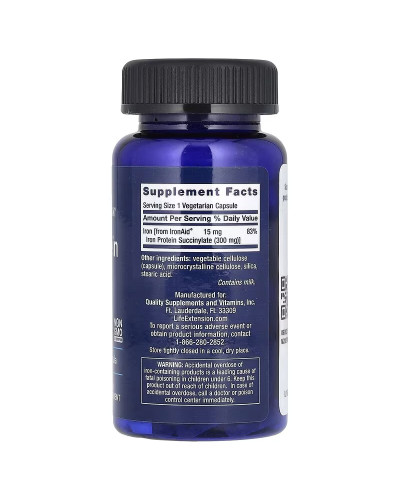 Железо, Iron Protein Plus, IronAid, Life Extension, 100 вегетарианских капсул