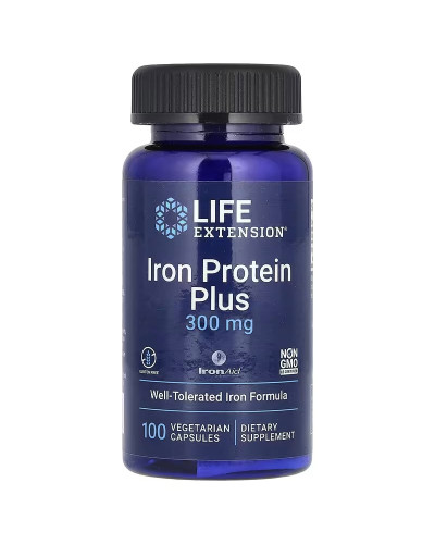Железо, Iron Protein Plus, IronAid, Life Extension, 100 вегетарианских капсул