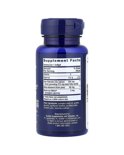 Со Пальметто з бета-ситостеролом, чоловіче здоров'я, Saw Palmetto and Beta-Sitosterol, Life Extension, 30 гелевих капсул