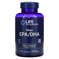 Рыбий жир с мега ЭПК/ДГК, Mega EPA/DHA, Life Extension, 120 гелевых капсул