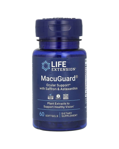 Підтримка зору з шафраном та астаксантином, MacuGuard, Ocular Support with Saffron & Astaxanthin, Life Extension, 60 гелевих капсул