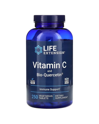Вітамін С та біо-Кверцетин, Vitamin C and Bio-Quercetin, Life Extension, 250 вегетаріанських таблеток