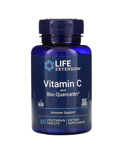 Вітамін С та біо-Кверцетин, Vitamin C and Bio-Quercetin, Life Extension, 60 вегетаріанських таблеток