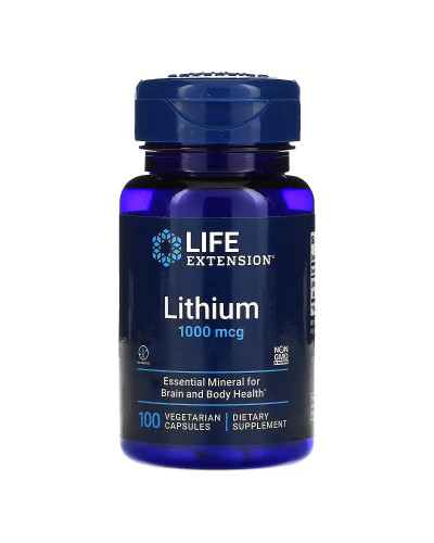 Литий, 1000 мкг, Lithium, Life Extension, 100 вегетарианских капсул