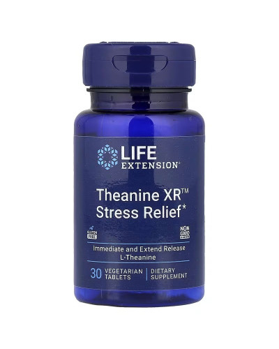 Теанін від стресу, Theanine XR Stress Relief, Life Extension, 30 вегетаріанських таблеток