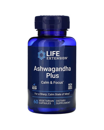 Ашваганда Плюс, Ashwagandha Plus, Life Extension, 60 вегетарианских капсул
