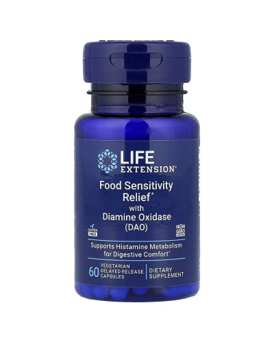 Підтримка травлення з діамінооксидазою, Food Sensitivity Relief with Diamine Oxidase (DAO), Life Extension, 60 вегетаріанських капсул