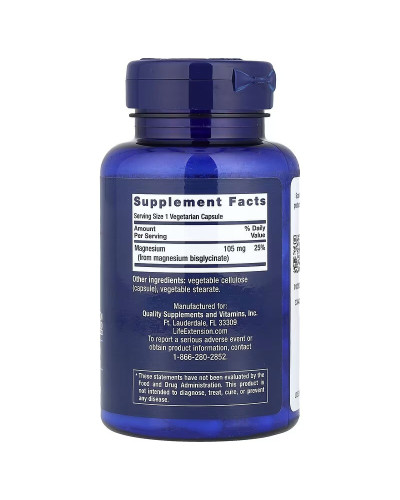 Магній гліцинат, 105 мг, Magnesium Glycinate, Life Extension, 90 вегетаріанських капсул