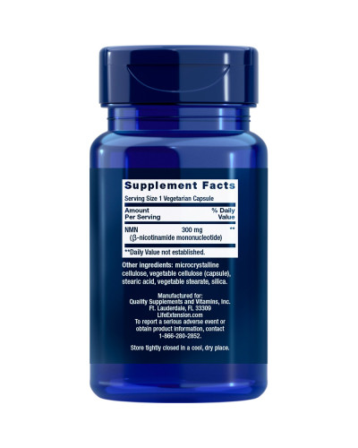 Нікотинамід мононуклеотид, 300 мг, NMN Nicotinamide Mononucleotide, NAD+ Cell Support, Life Extension, 30 вегетаріанських капсул
