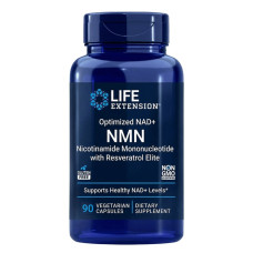 Нікотинамід з ресвератролом, NMN Nicotinamide Mononucleotide with Resveratrol Elite, Life Extension, 90 вегетаріанських капсул