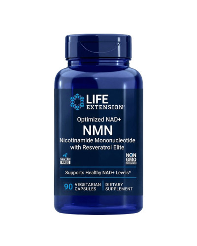 Нікотинамід з ресвератролом, NMN Nicotinamide Mononucleotide with Resveratrol Elite, Life Extension, 90 вегетаріанських капсул