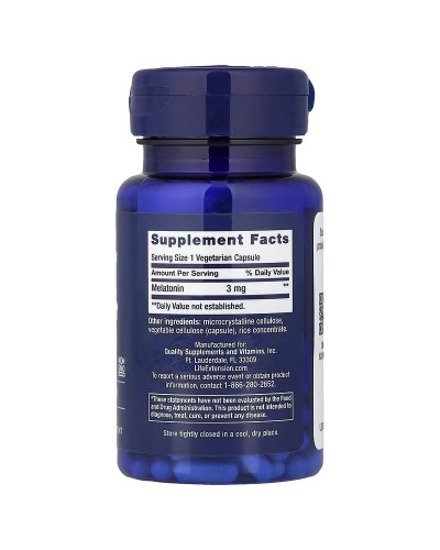 Мелатонін, 3 мг, Melatonin, Life Extension, 60 вегетаріанських капсул