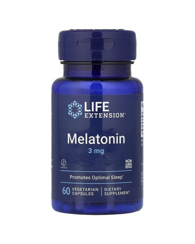 Мелатонін, 3 мг, Melatonin, Life Extension, 60 вегетаріанських капсул