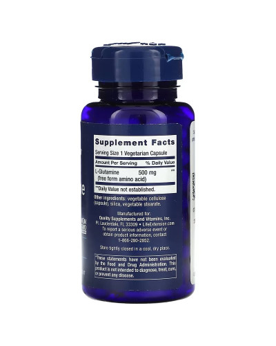 L-глютамин, 500 мг, L-Glutamine, Life Extension, 100 вегетарианских капсул