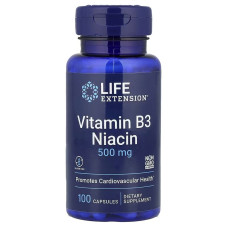 Ніацин, Вітамін B3, 500 мг, Vitamin B3 Niacin, Life Extension, 100 капсул