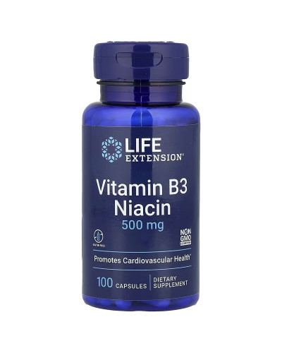Ніацин, Вітамін B3, 500 мг, Vitamin B3 Niacin, Life Extension, 100 капсул
