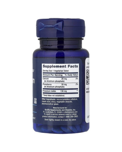 Калію йодид, 130 мг, Potassium Iodide, Life Extension, 14 вегетаріанських таблеток