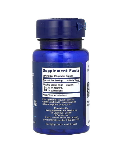 Родиола, 250 мг, Rhodiola Extract, Life Extension, 60 вегетарианских капсул