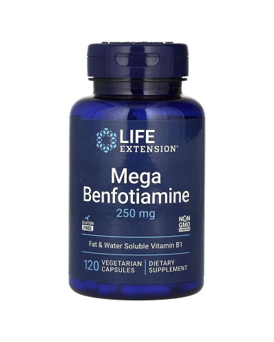 Мега Бенфотіамін, 250 мг, Mega Benfotiamine, Life Extension, 120 вегетаріанських капсул