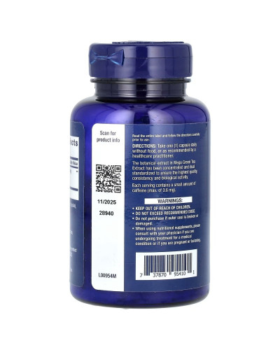 Экстракт зеленого чая без кофеина, Mega Green Tea Extract, Life Extension, 100 вегетарианских капсул