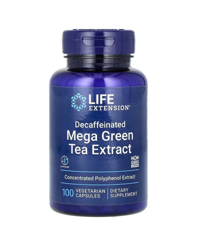 Экстракт зеленого чая без кофеина, Mega Green Tea Extract, Life Extension, 100 вегетарианских капсул