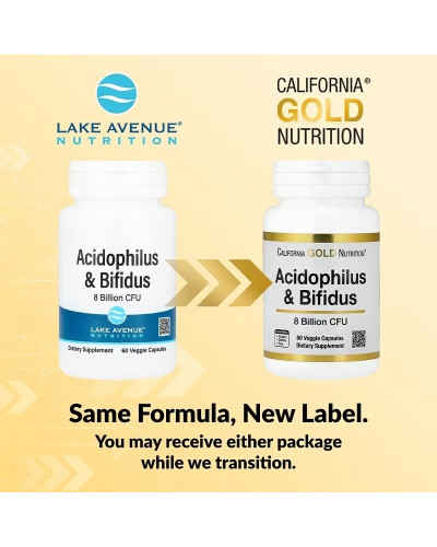 Пробиотики, 8 млрд КОЕ, Acidophilus and Bifidus, California Gold Nutrition, 60 вегетарианских капсул