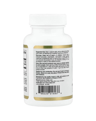 Прополіс бджолиний, 1000 мг, Bee Propolis, California Gold Nutrition, 90 капсул