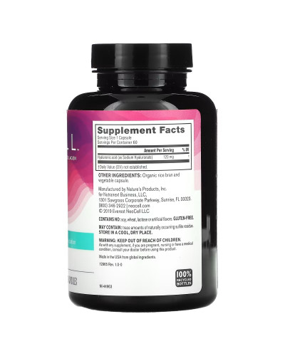Гіалуронова кислота, 120 мг, Hyaluronic Acid, Daily Hydration, NeoCell, 60 капсул