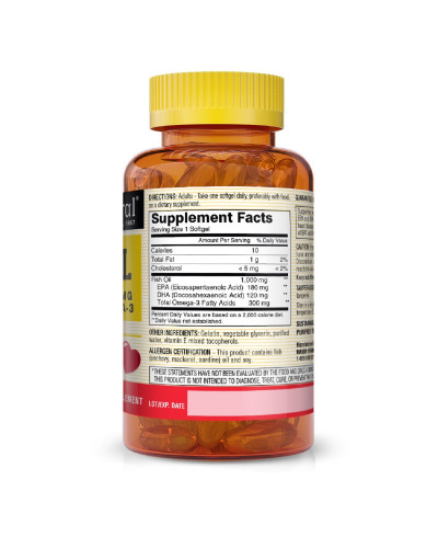 Риб'ячий жир 1000 мг з Омега-3 300 мг, Omega-3 Fish Oil, Mason Natural, 200 гелевих капсул