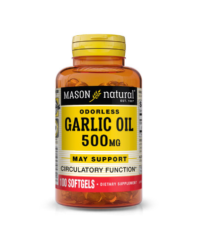Часникова олія 500 мг, Garlic Oil, Mason Natural, 100 гелевих капсул