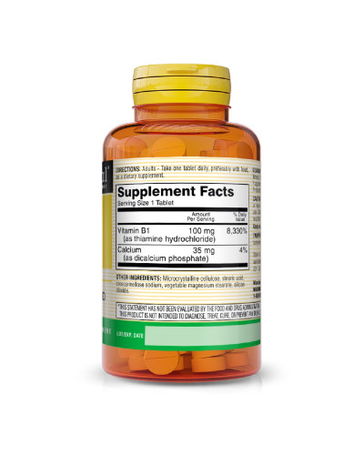 Вітамін B1 100 мг, Vitamin B1, Mason Natural, 100 таблеток