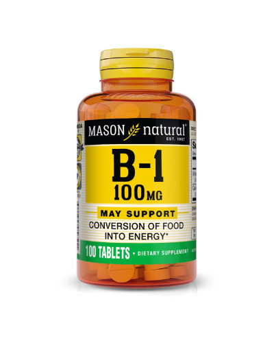Вітамін B1 100 мг, Vitamin B1, Mason Natural, 100 таблеток