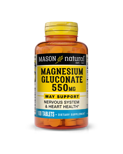 Глюконат магнію 550 мг, Magnesium Gluconate, Mason Natural, 100 таблеток