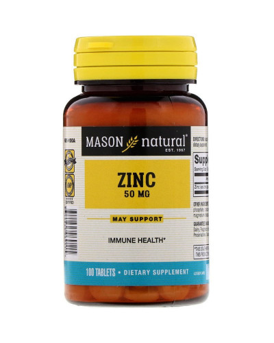Цинк 50 мг, Zinc, Mason Natural, 100 таблеток