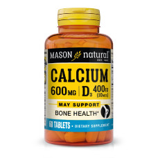 Кальций 600 мг + витамин D3, Calcium 600 mg Plus Vitamin D3, Mason Natural, 60 таблеток