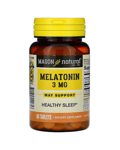 Мелатонин 3 мг, Melatonin, Mason Natural, 60 таблеток
