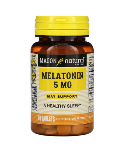 Мелатонін 5 мг, Melatonin, Mason Natural, 60 таблеток