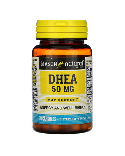 УЦІНКА Дегідроепіандростерон 50 мг, DHEA, Mason Natural, 30 капсул (тріщина на кришці)