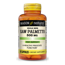 Со Пальметто 500 мг, Здоровье Простаты, Saw Palmetto, Mason Natural, 60 капсул