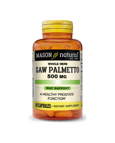 Со Пальметто 500 мг, Здоров'я простати, Saw Palmetto, Mason Natural, 90 капсул