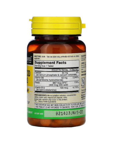 Фолієва кислота B6 і B12, Folic Acid B6 & B12, Mason Natural, 90 таблеток