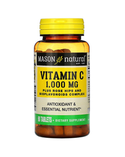 Витамин C 1000 мг с Шиповником и Биофлавоноидами, Vitamin C, Mason Natural, 90 таблеток