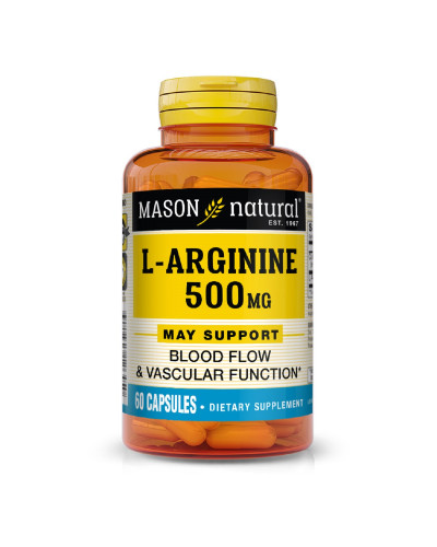 L-Аргинин 500 мг, L-Arginine, Mason Natural, 60 капсул