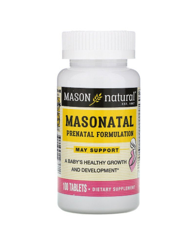 Мультивитамины для Беременных, Masonatal Prenatal Formulation, Mason Natural, 100 таблеток
