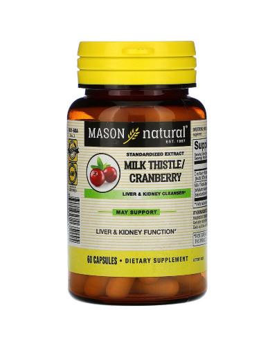 Очищаючий комплекс для печінки і нирок, Milk Thistle & Cranberry, Mason Natural, 60 капсул