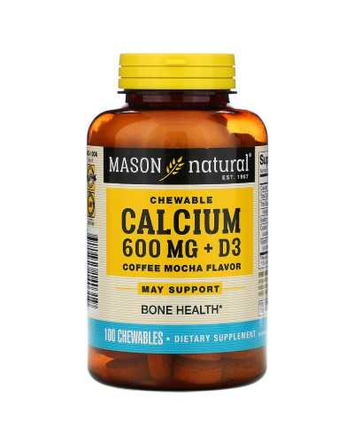 Кальцій D3, смак кави і мокко, Calcium + D3, Mason Natural, 100 жувальних таблеток
